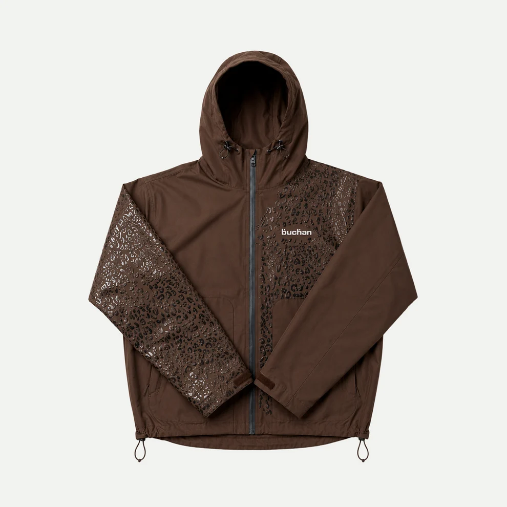 Water-Reactive Cheetah Rain Jacket in Cocoa Brown